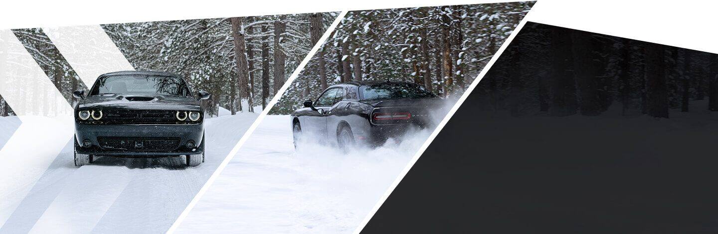 The 2021 Dodge Challenger G/T being driven on snow.