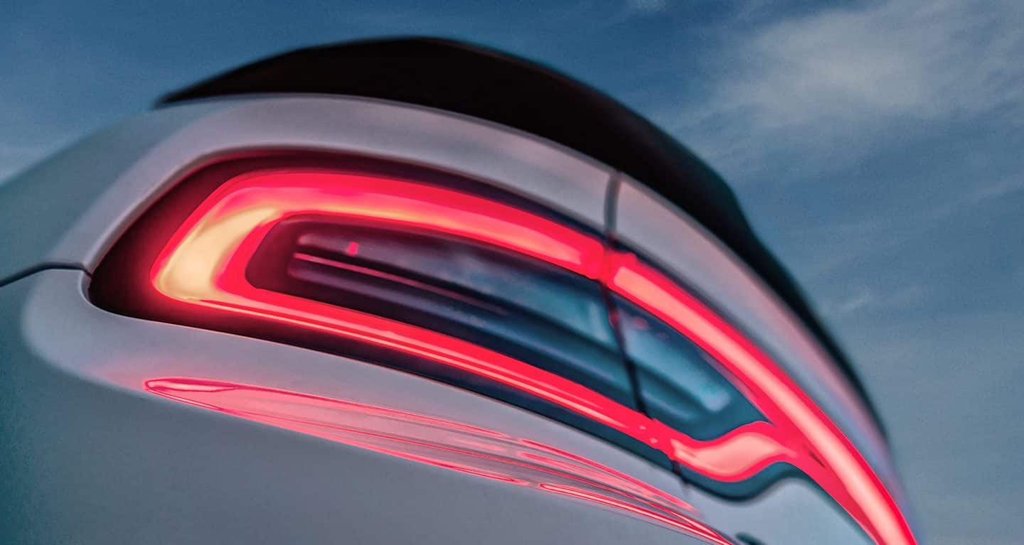 Display An extreme close-up of a taillamp on a 2023 Dodge Charger.
