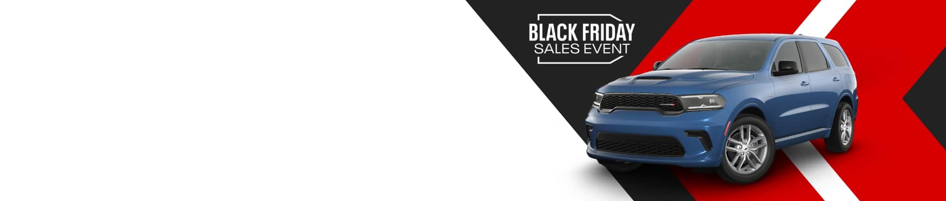 A blue 2023 Dodge Durango R/T Black Friday Sales Event Logo