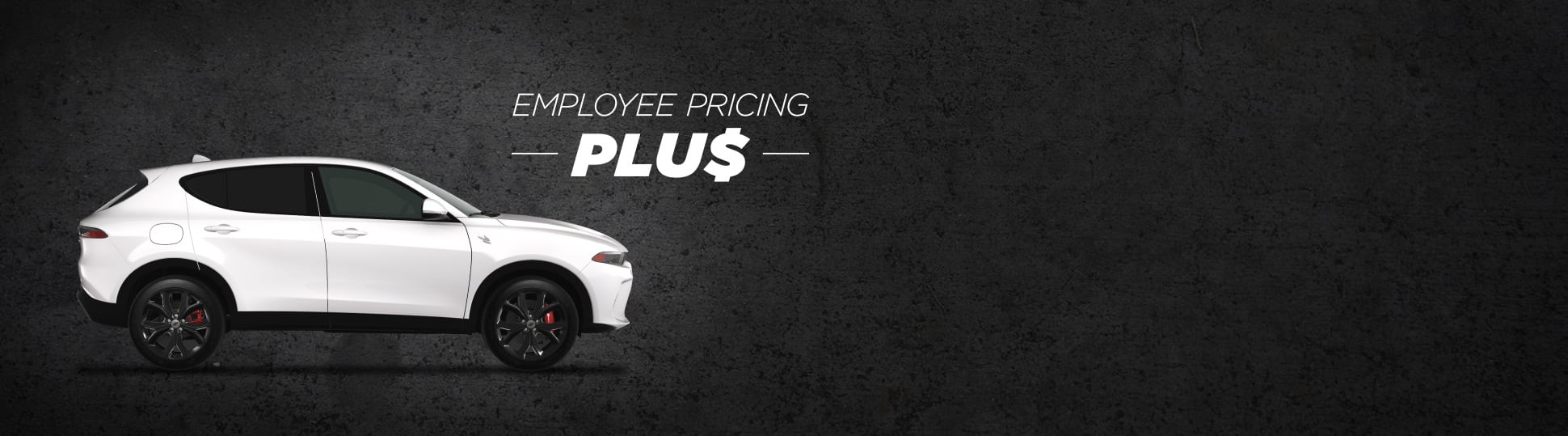 A passenger-side profile of a white 2024 Dodge Hornet R/T. Employee Pricing Plus Sales Event.