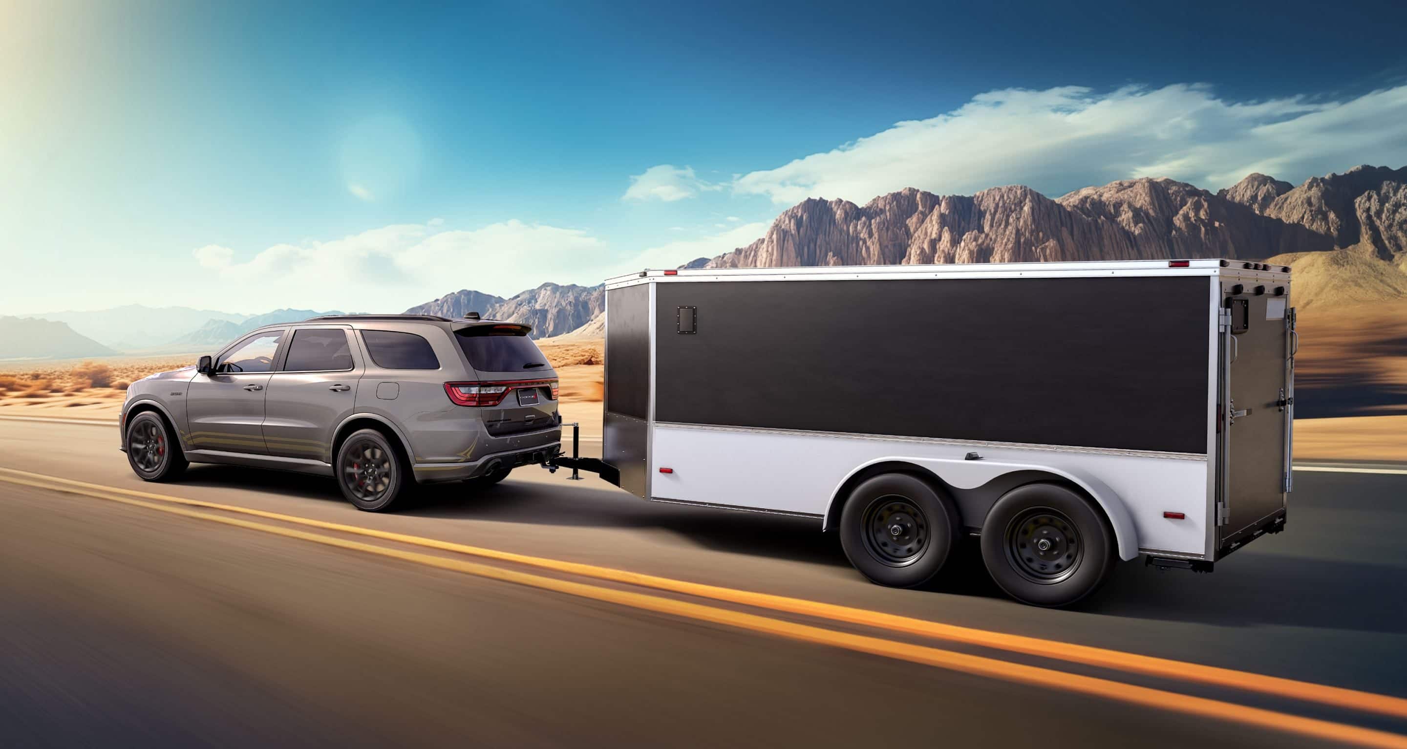 Dodge Durango towing heavy trailer