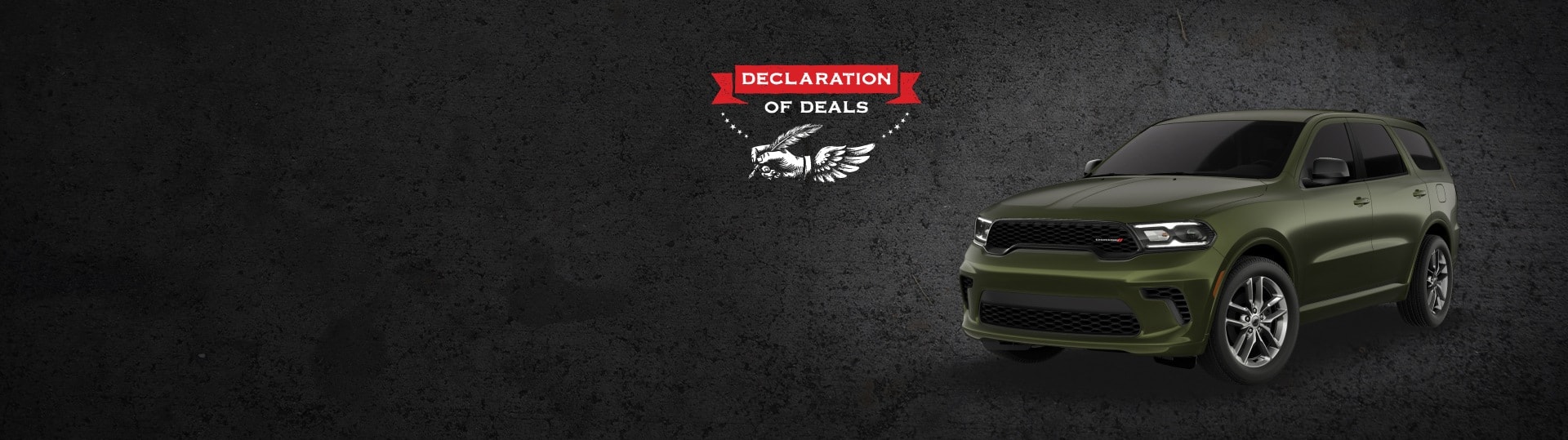 A green 2026 Durango GT Plus. Declaration of Deals Sales Event.