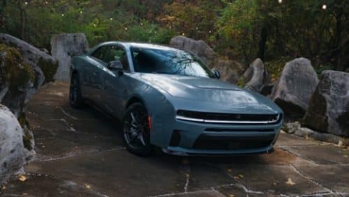 A blue 2027 Dodge Charger Scat Pack.