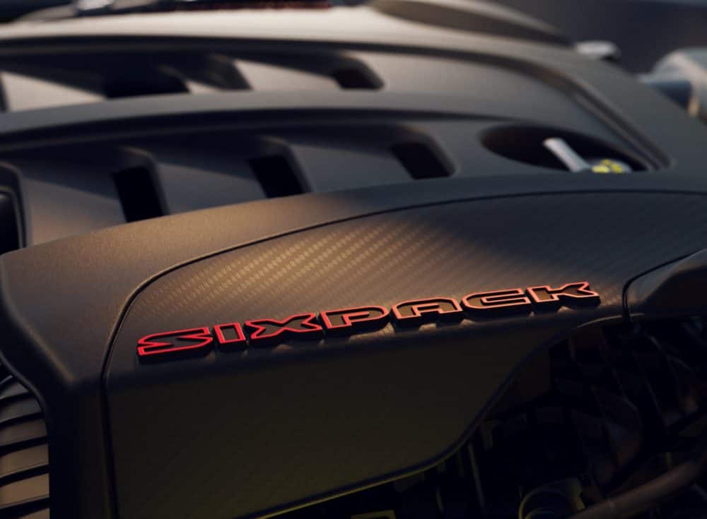 SIXPACK engine cover in the 2027 Dodge Charger Super Bee
